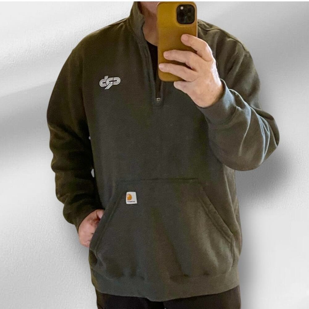 Carhartt Pullover Sweatshirt Mock Neck Quarter Zip Mens XL Gray 106#8=R13